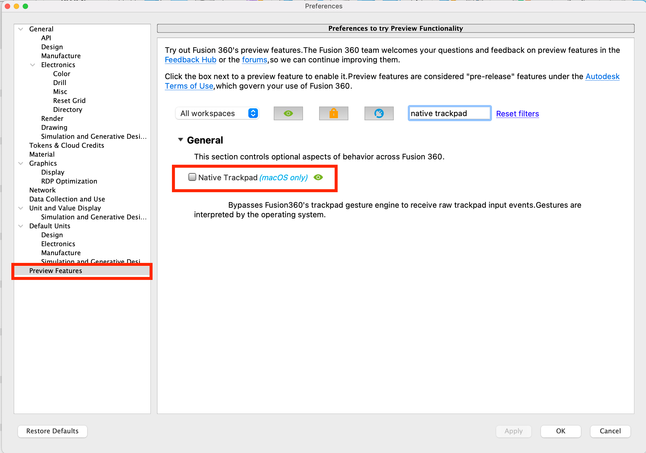 Mac trackpad issues with Fusion