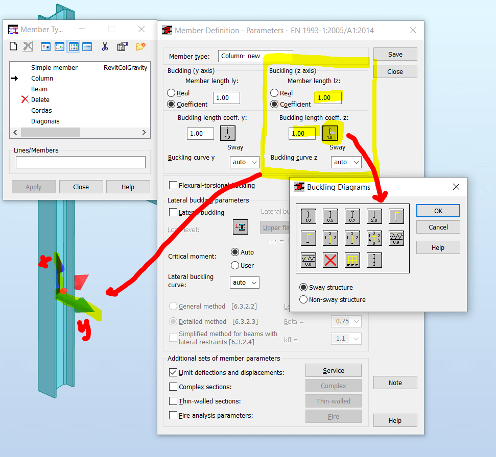 How to define buckling length for steel member in Robot Structural