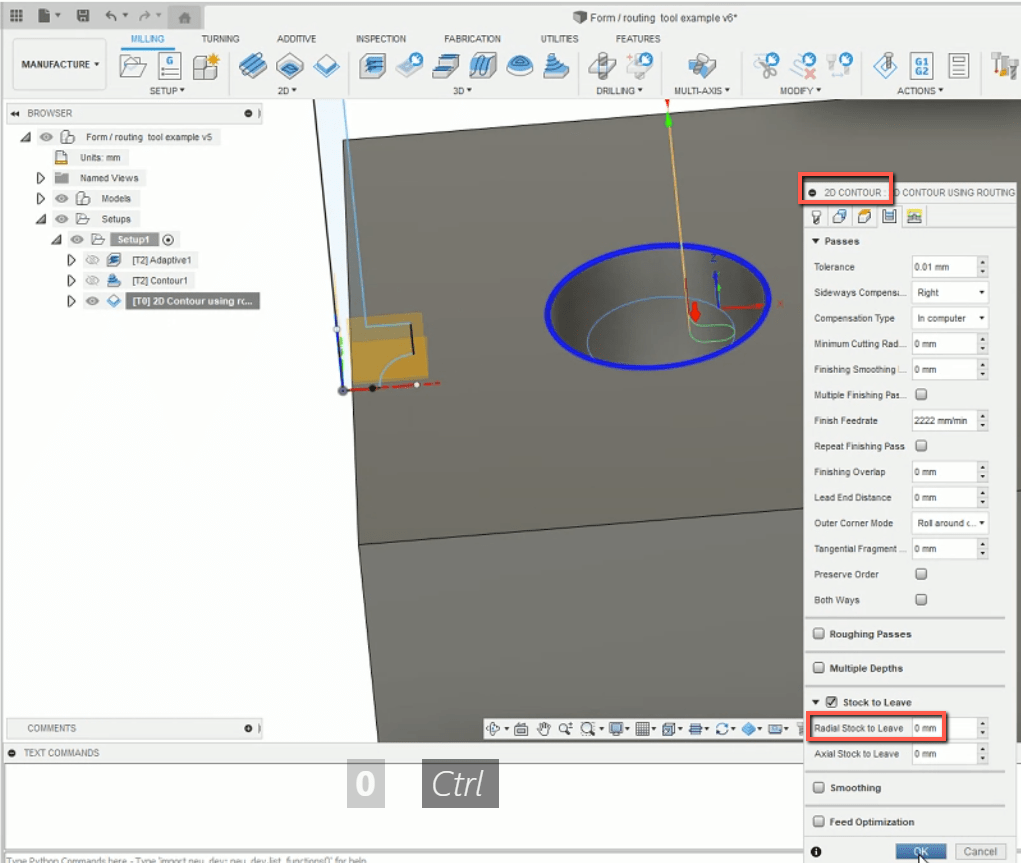 How to create a form tool to machine a formed chamfer on a hole in