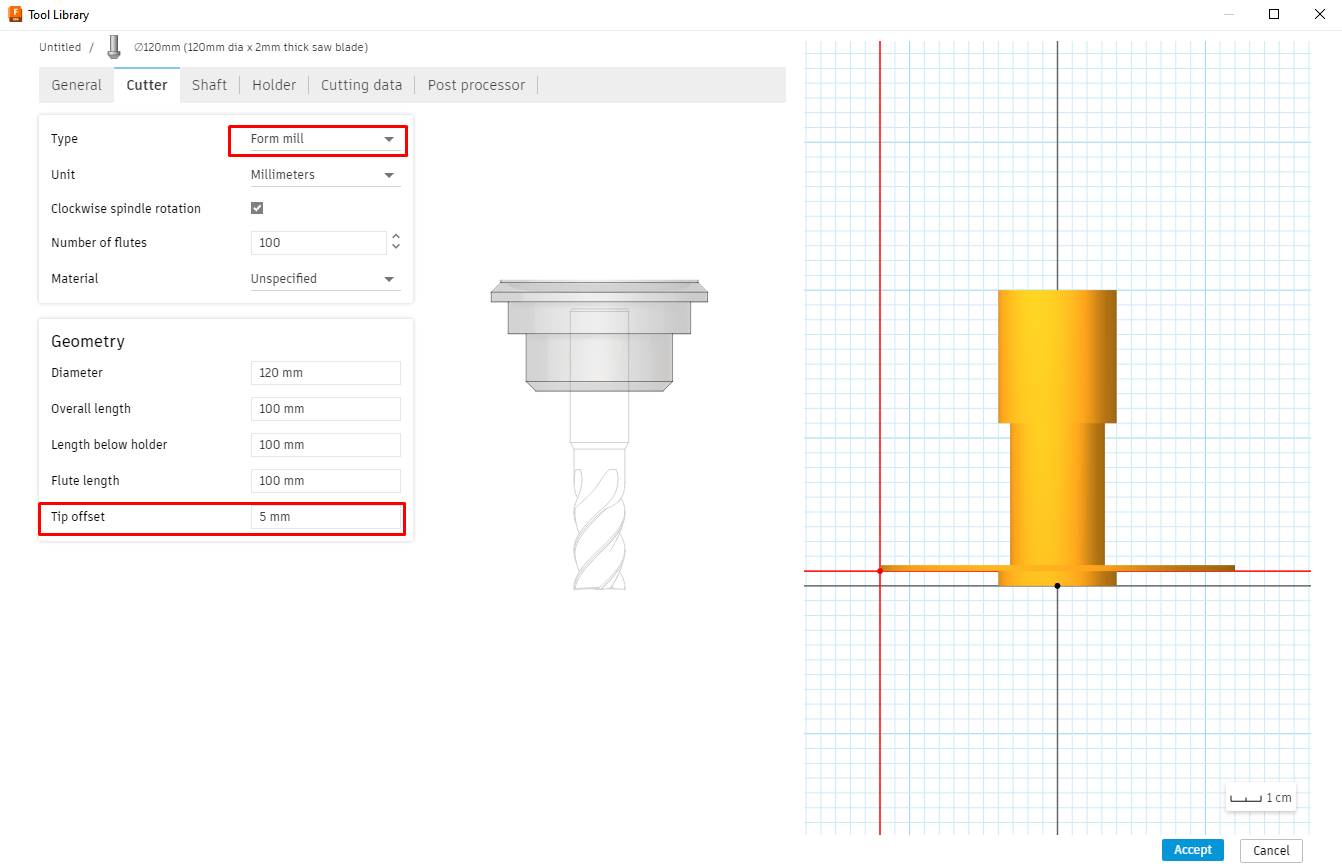 So definieren Sie einen Sägeblattwerkzeugtyp in Fusion 360