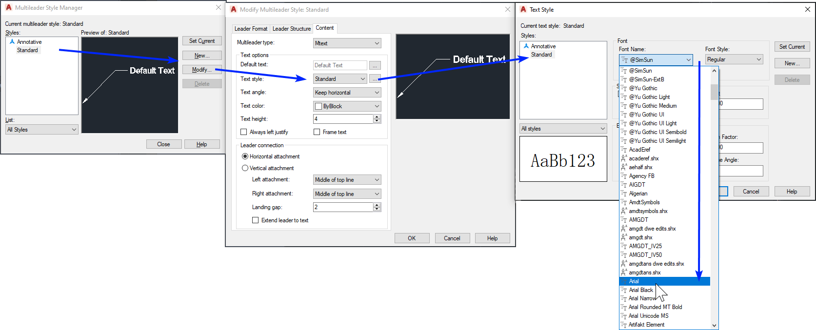 Führungslinientext wird in AutoCAD vertikal statt horizontal angezeigt