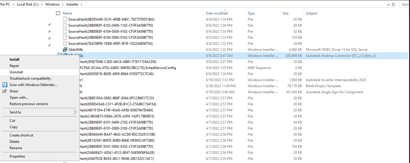 Autodesk Desktop Connector is not removed properly after uninstalling