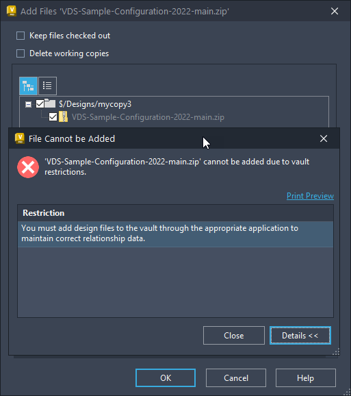 Restricting file types or size that can be checked into Vault