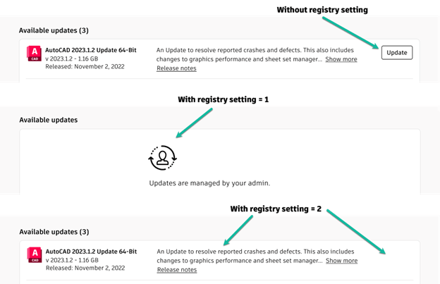How to disable users ability to install updates via Autodesk Access