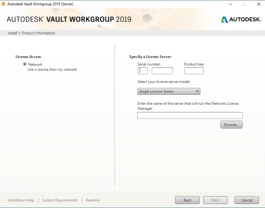 Product Key and Serial number for Vault Server installations