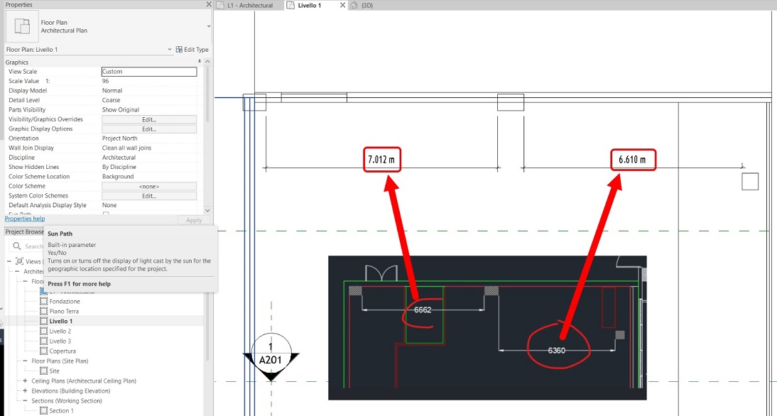 Wrong distances between elements on 2D views and wrong display of