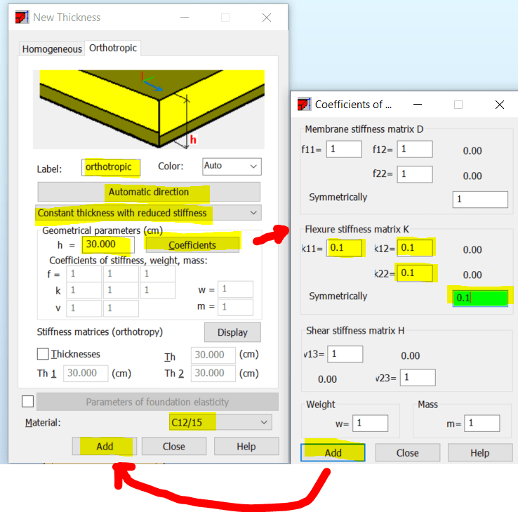 Quais fatores de rigidez de flexão devem ser modificados para obter um