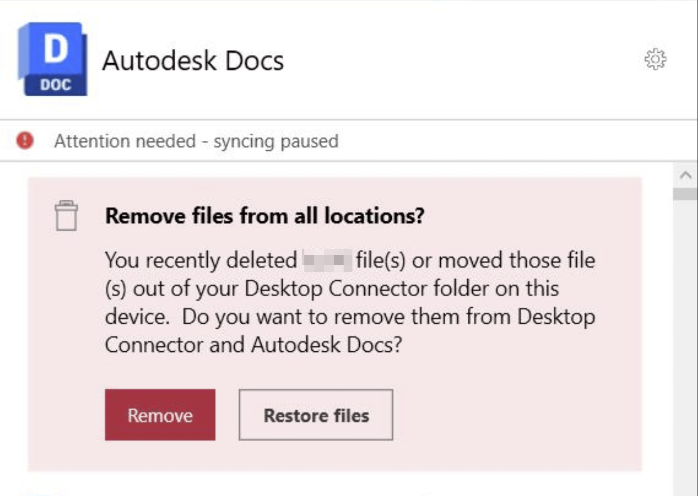 "Remove files from all locations" prompt shown when working in Desktop