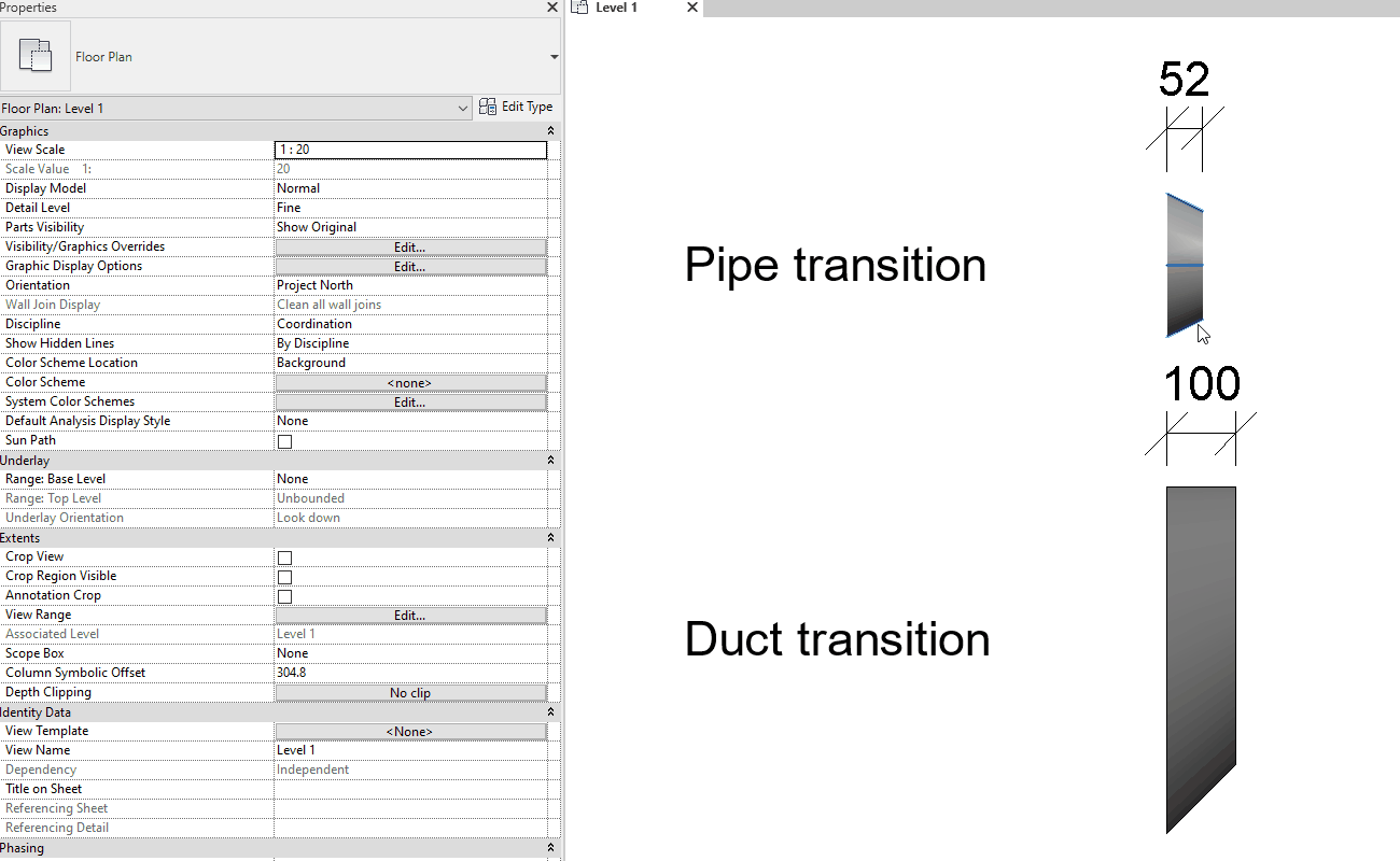 How to change a pipe/duct transition fitting to a specific length in Revit