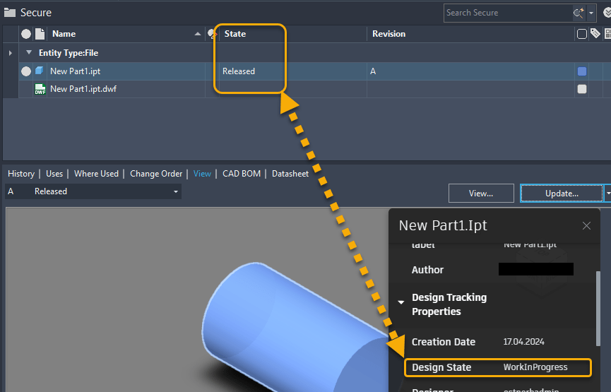 The property 'Design State' in Autodesk Viewer does not show the same