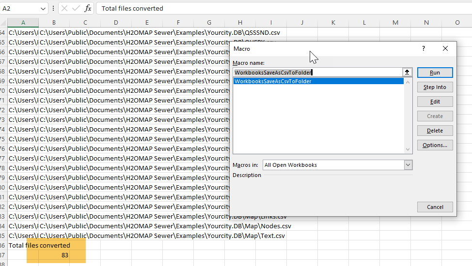 Excel Macro to convert ISDB and IEDB Folder DBF files to CSV for ICM