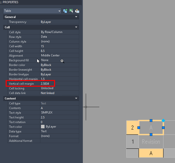 Revision table height changed on AutoCAD drawings revised after