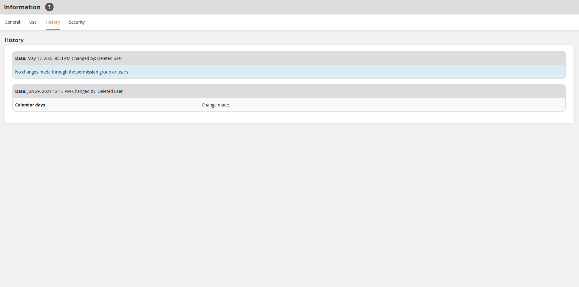 Material context menu Information History Avendoo® Online Hilfe
