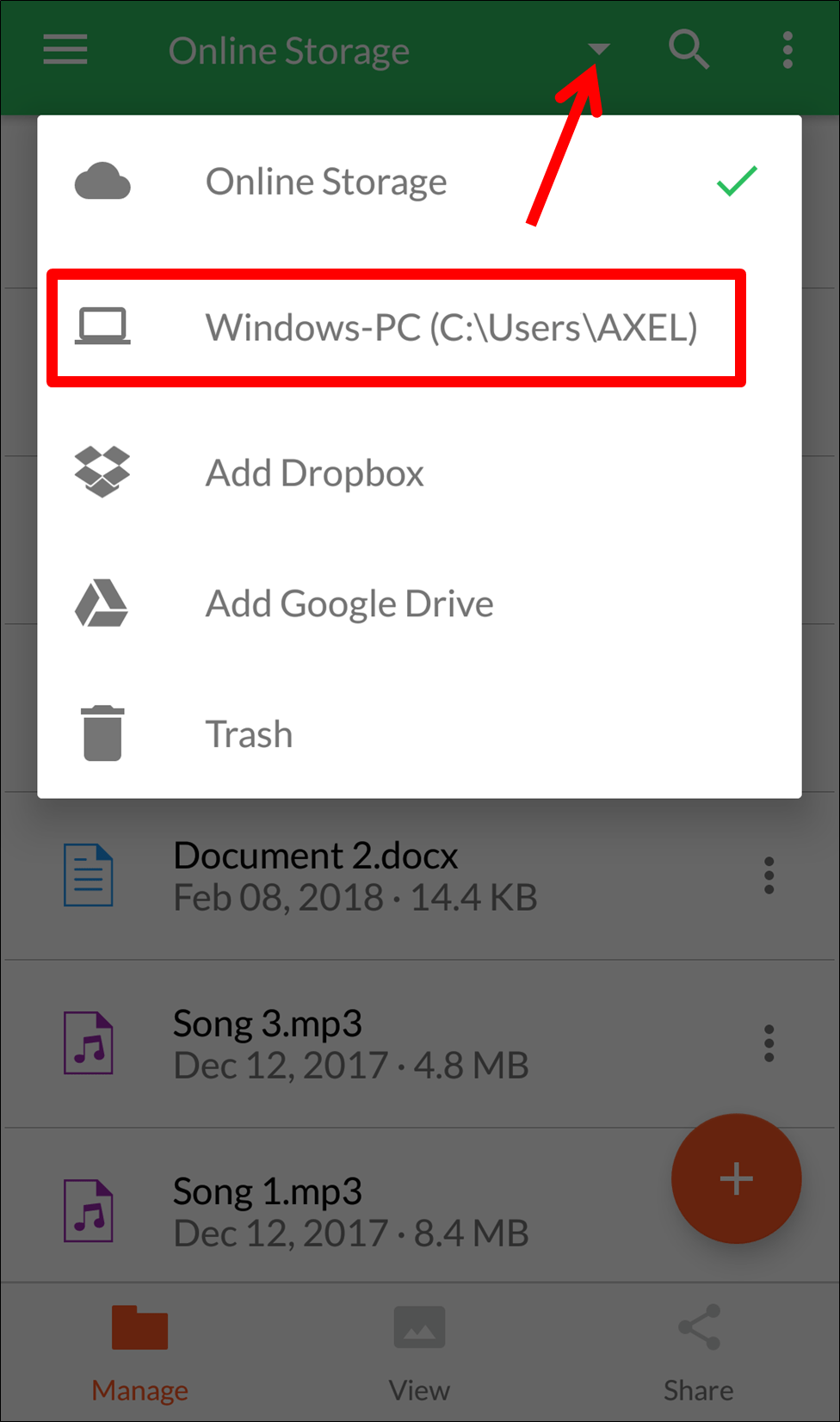 Android to Windows AXEL