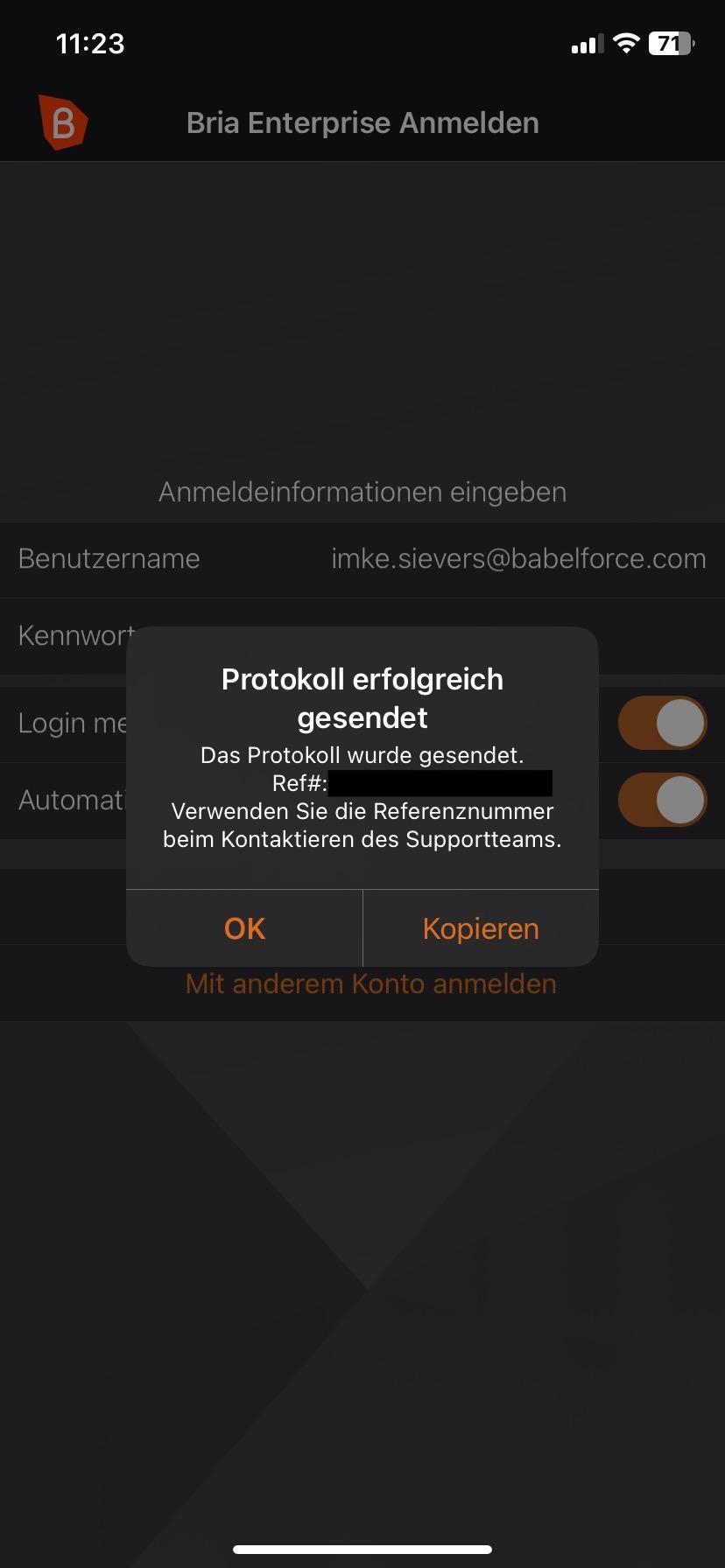 Bria Enterprise Mobile app login issues – babelforce