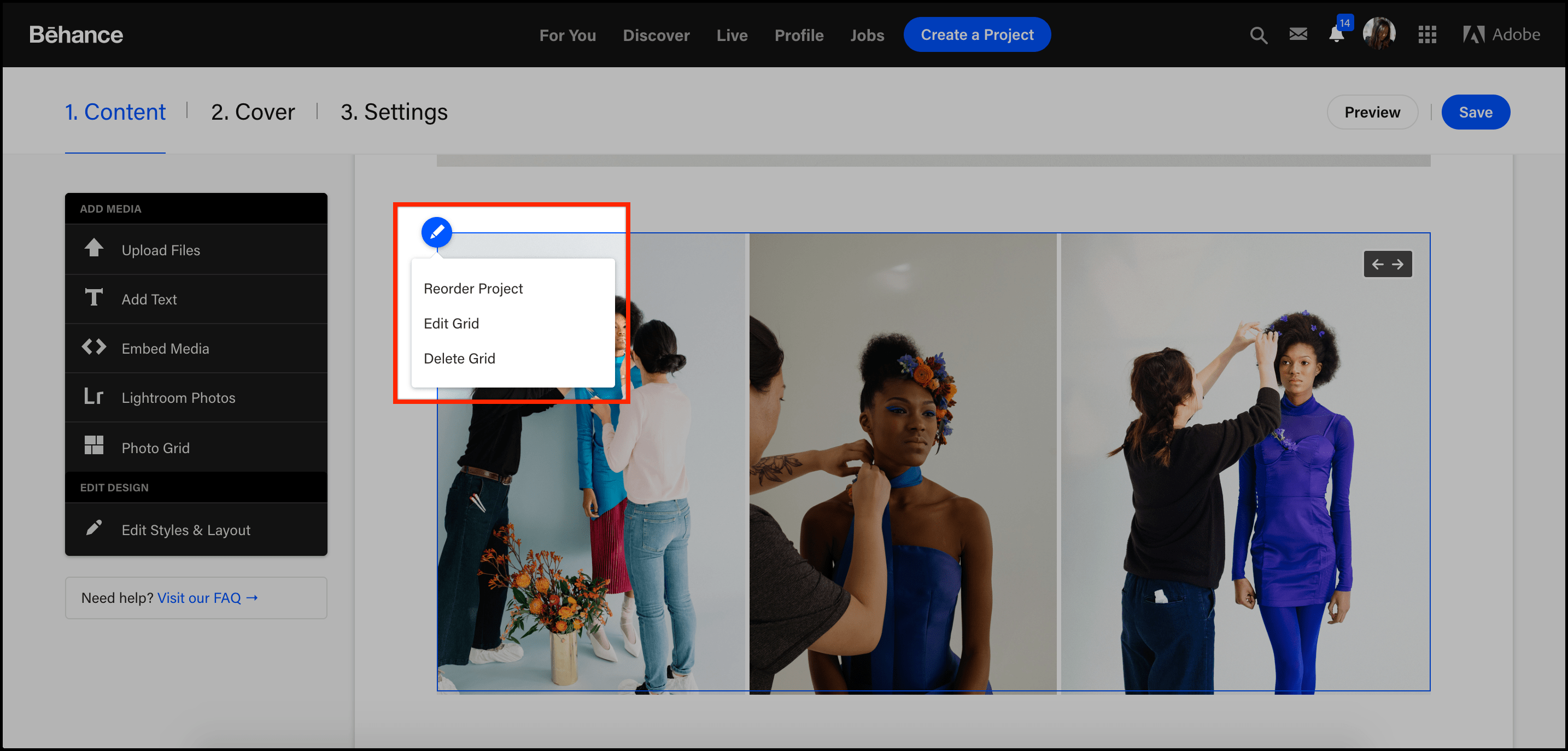 Guide Photo Grids Behance Helpcenter