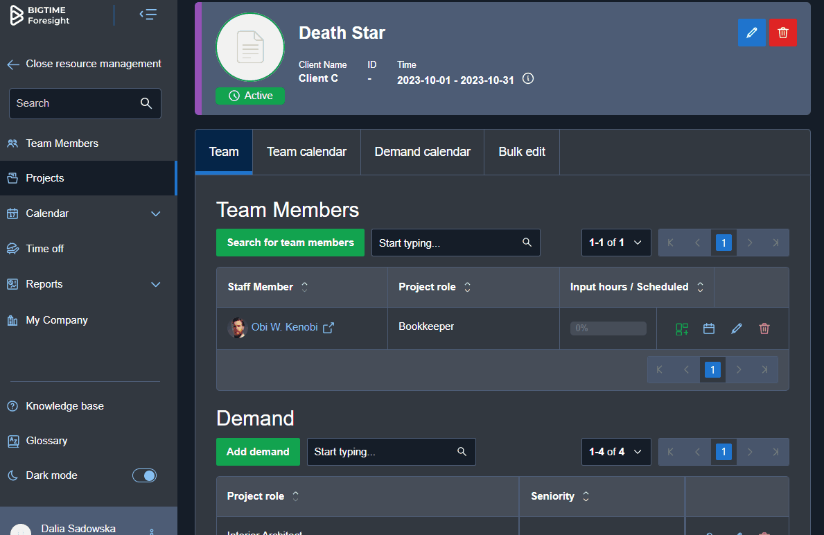 Planning Project Demand in BigTime Foresight BigTime Software