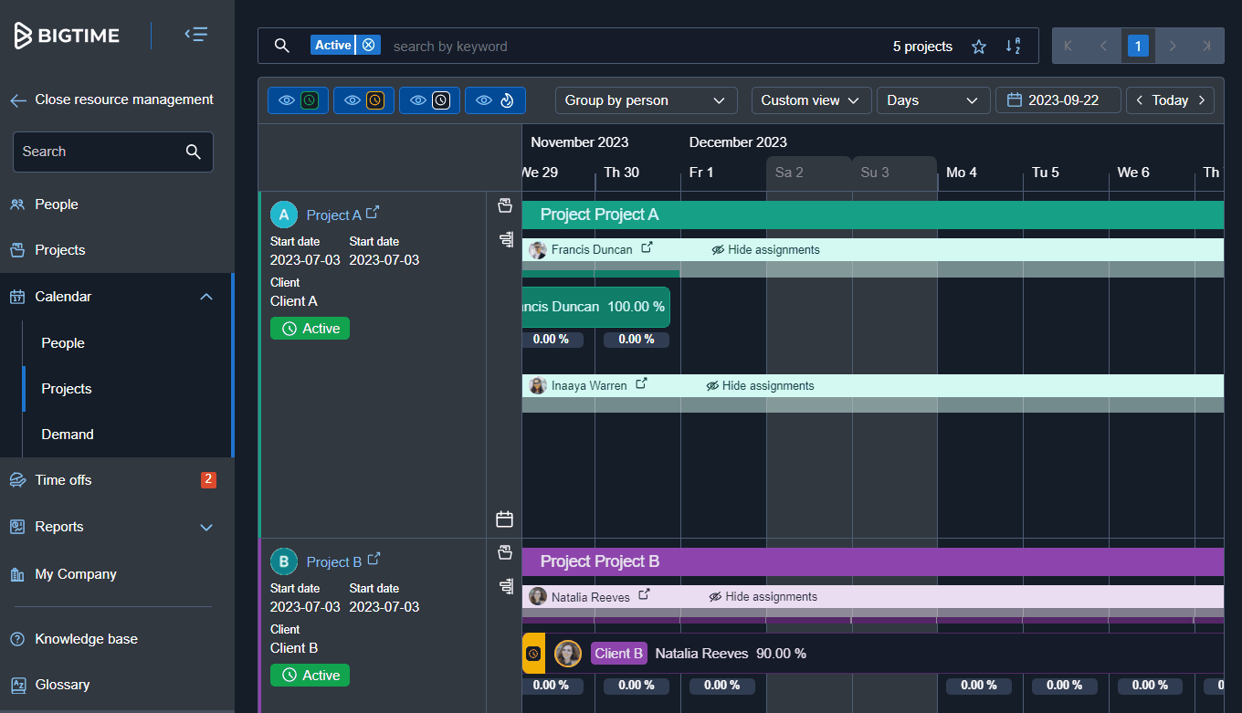 Manage Assignments in BigTime Foresight BigTime Software