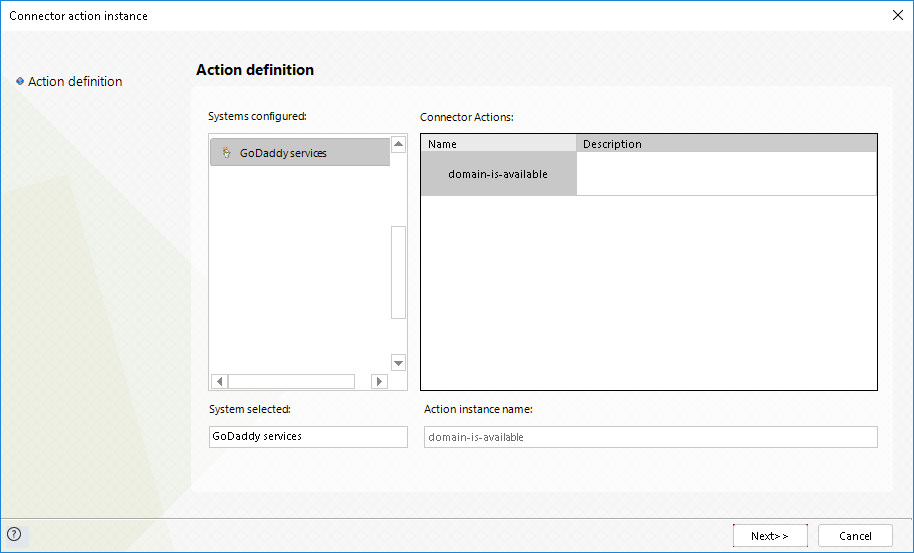 Connectors > GoDaddy