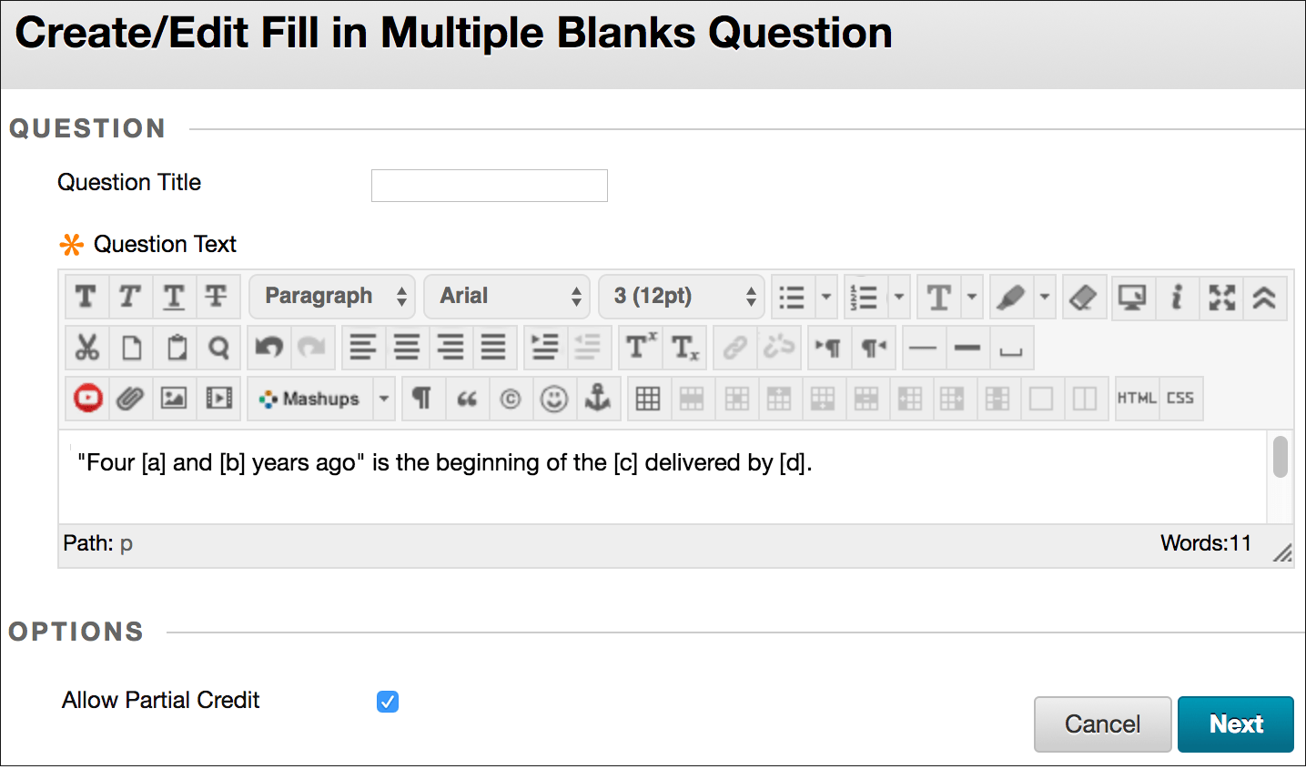 Blackboard How To Set Partial Credit On Multiple Questions