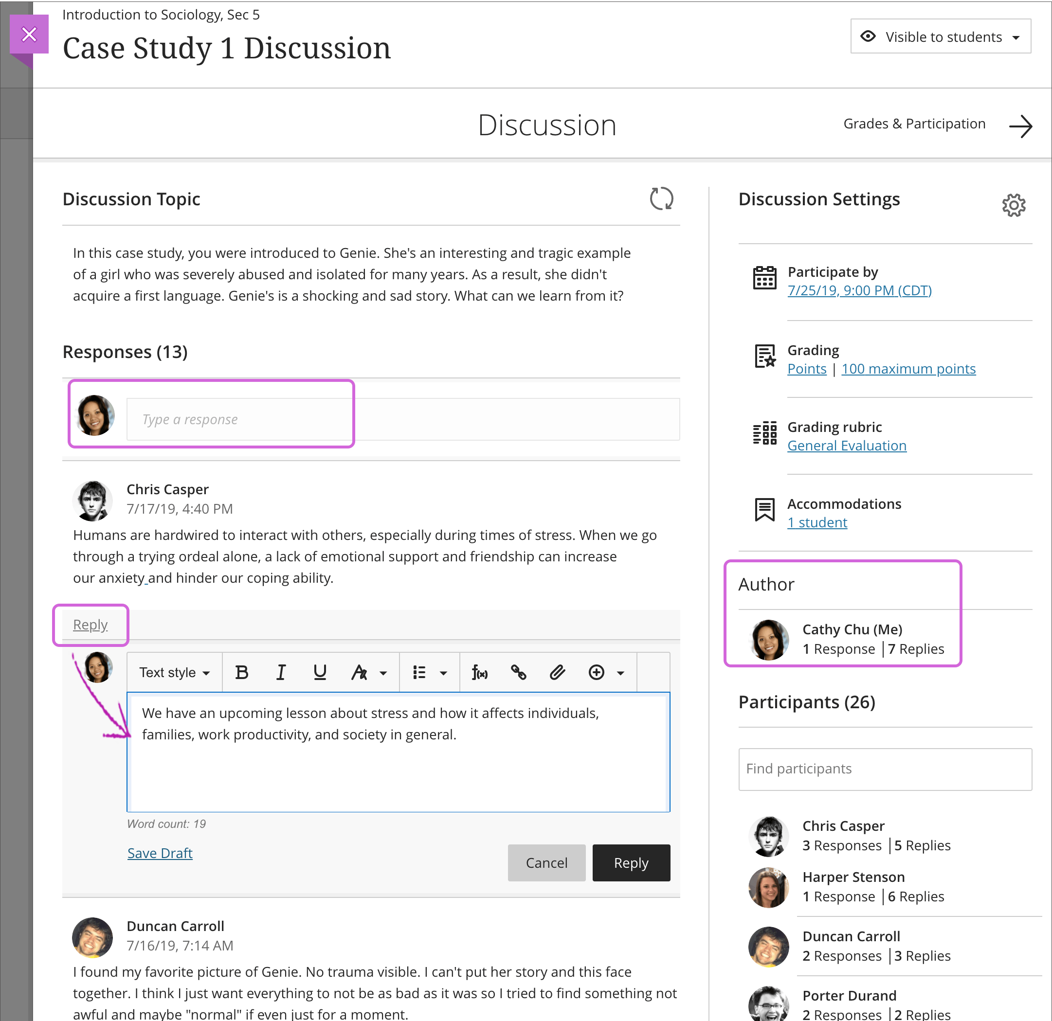 Respond to Discussions