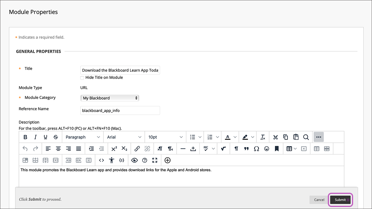 Blackboard App Module