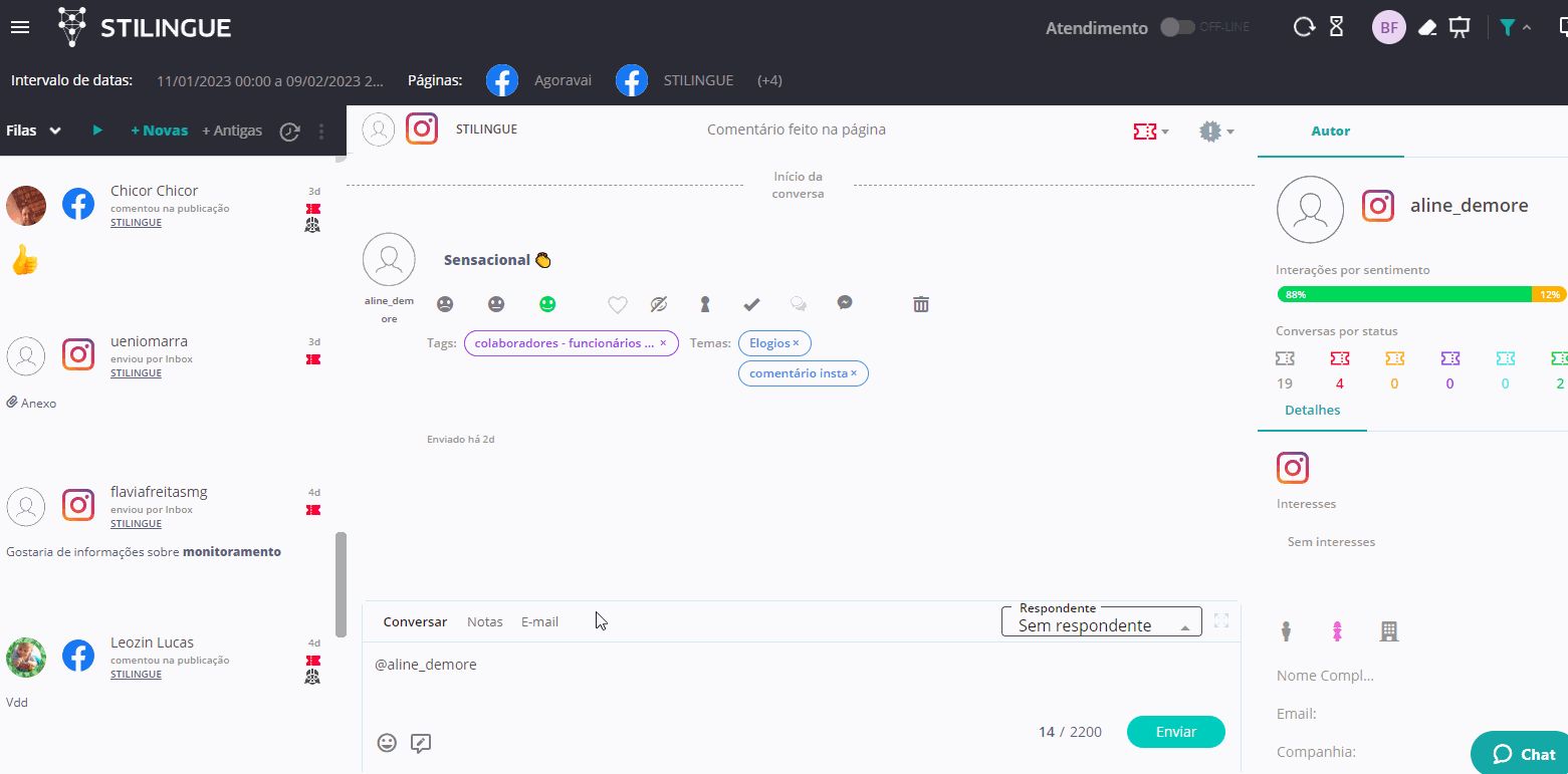 General Settings STILINGUE Smart Care Blip Blip Help