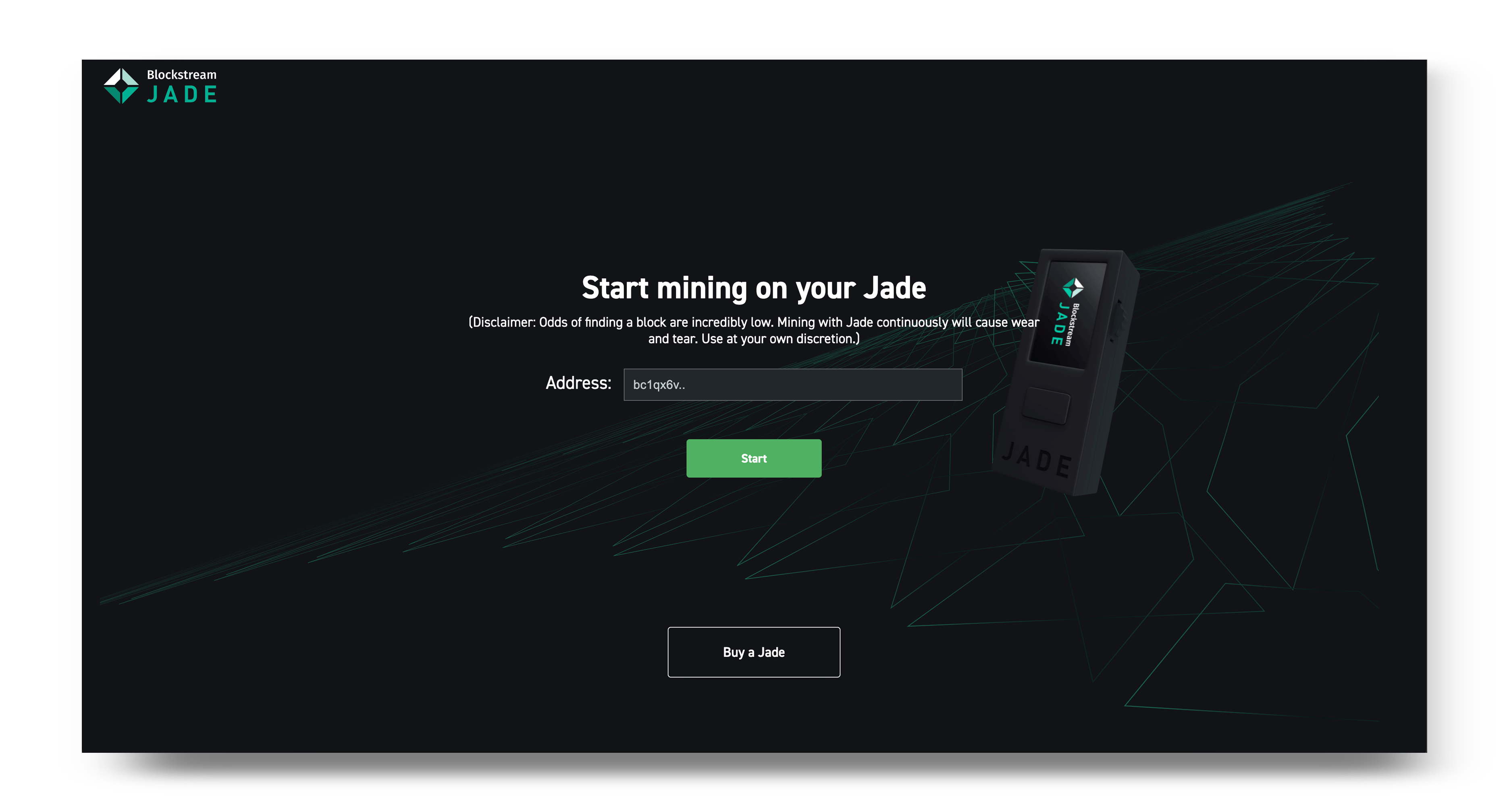 Use Jade as a bitcoin miner Blockstream Help Center