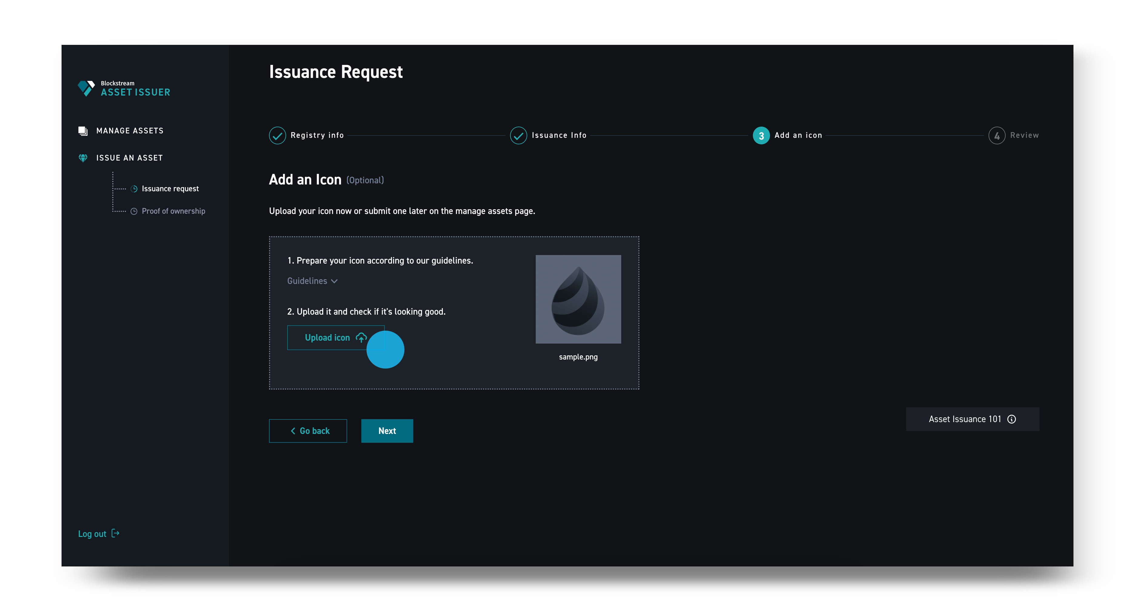 How do I issue a Liquid asset with the Blockstream Asset Issuer