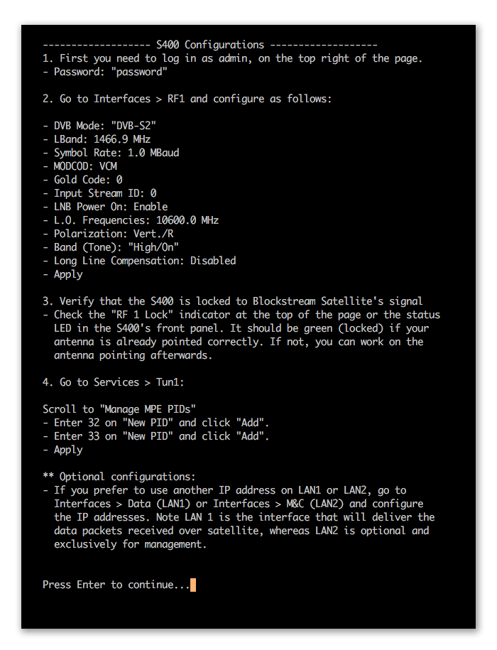 Configure the Pro Kit receiver Blockstream Help Center