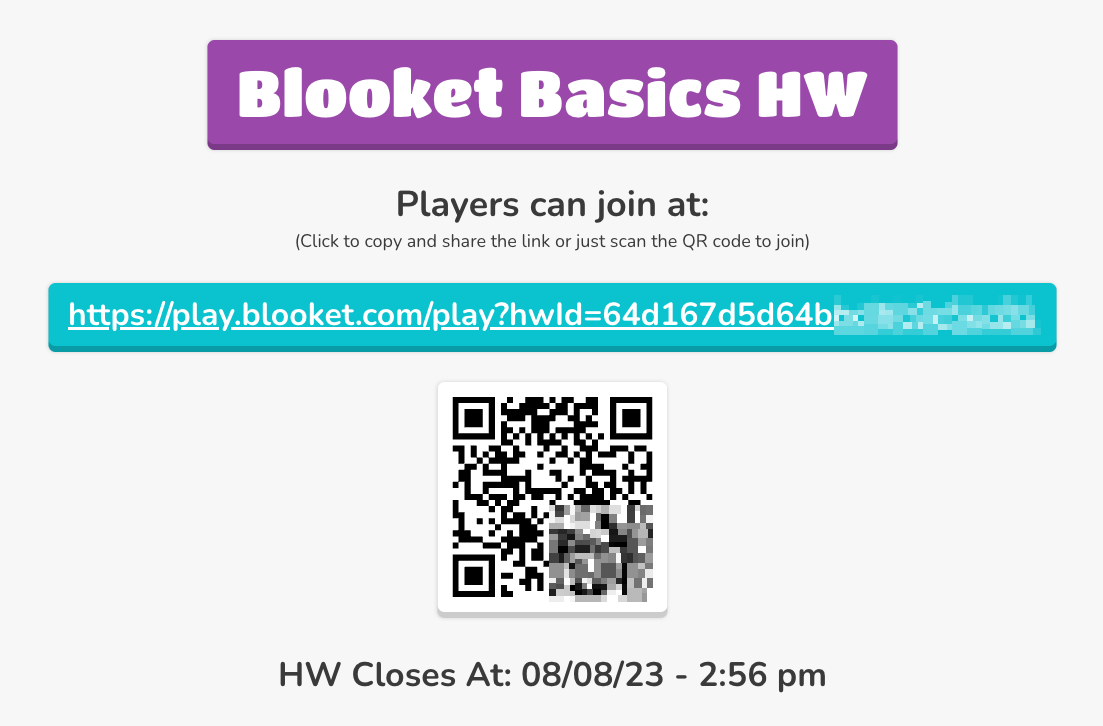 How do I assign a Blooket Question Set as Homework for students to do on their own? Blooket