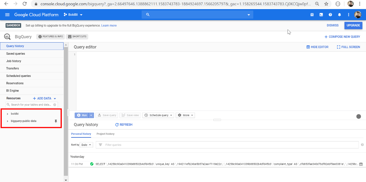 Google BigQuery Embedded BI Connector Bold BI Learning