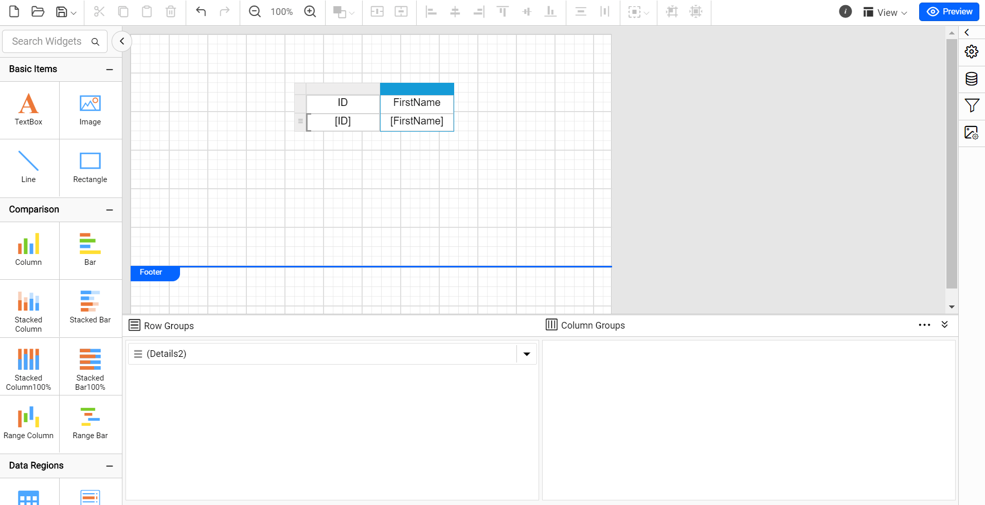 Hide the Tablix column or row when the field value is empty