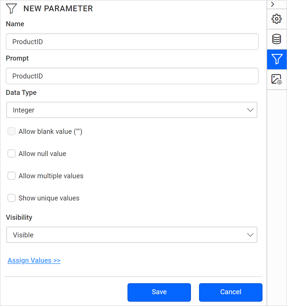 Create a multi value report parameter Standalone Designer