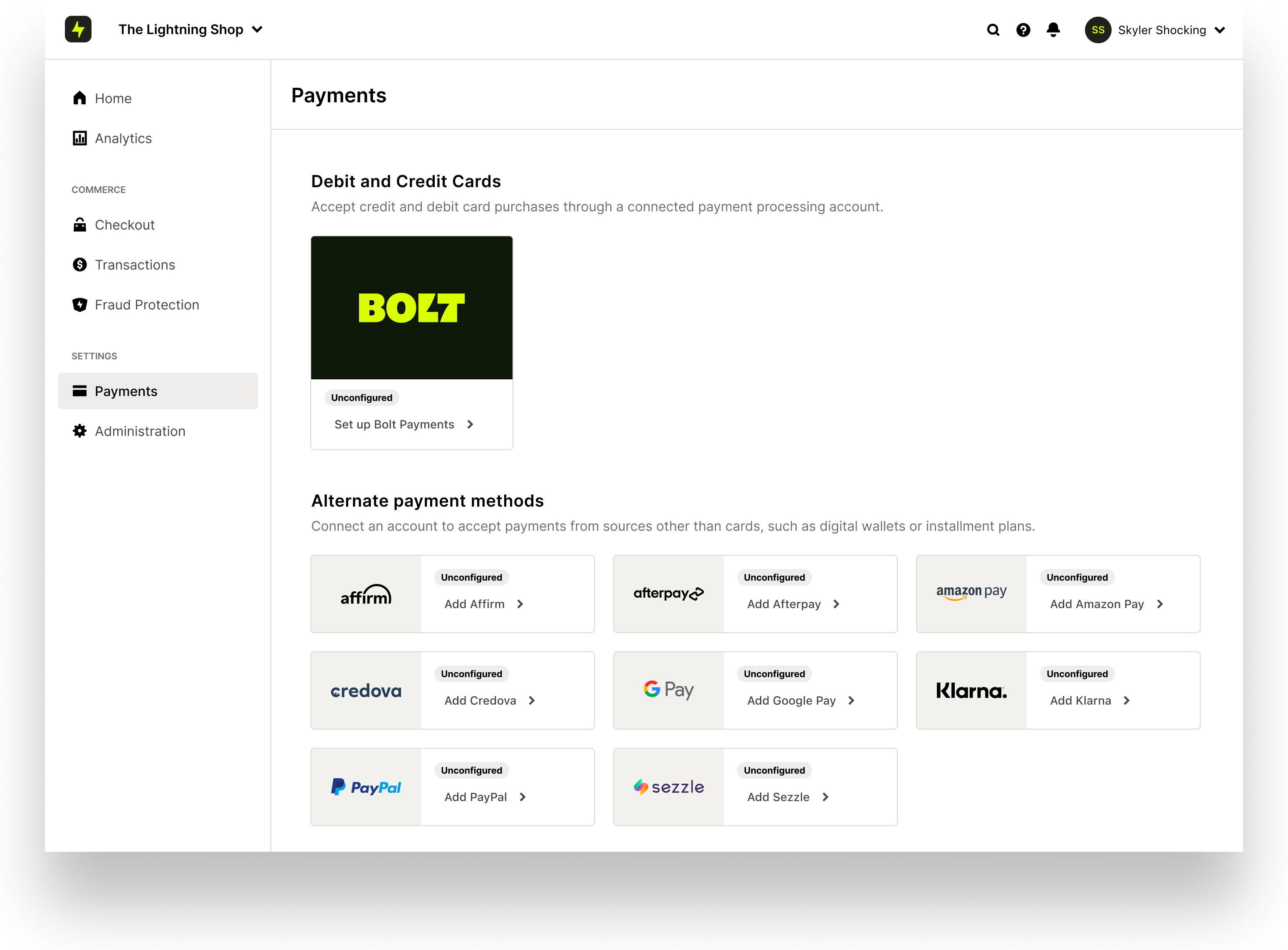 Payment Processors Bolt Merchant Help