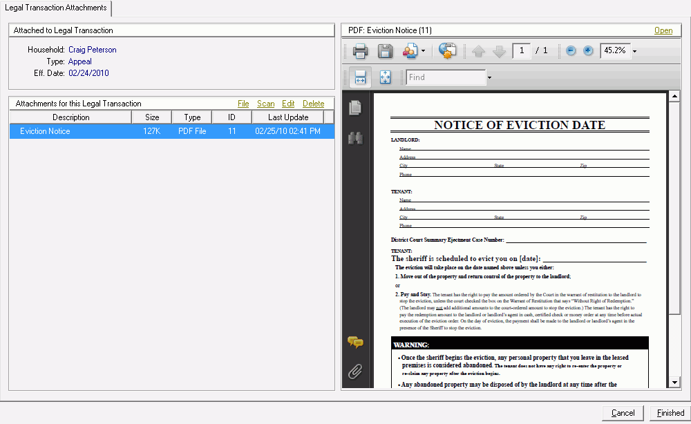 Attachments Legal Transaction