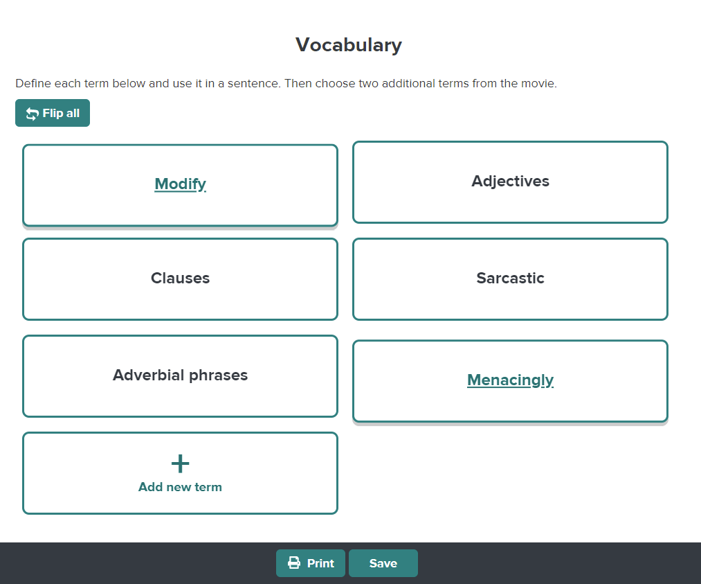 Vocabulary Help Center