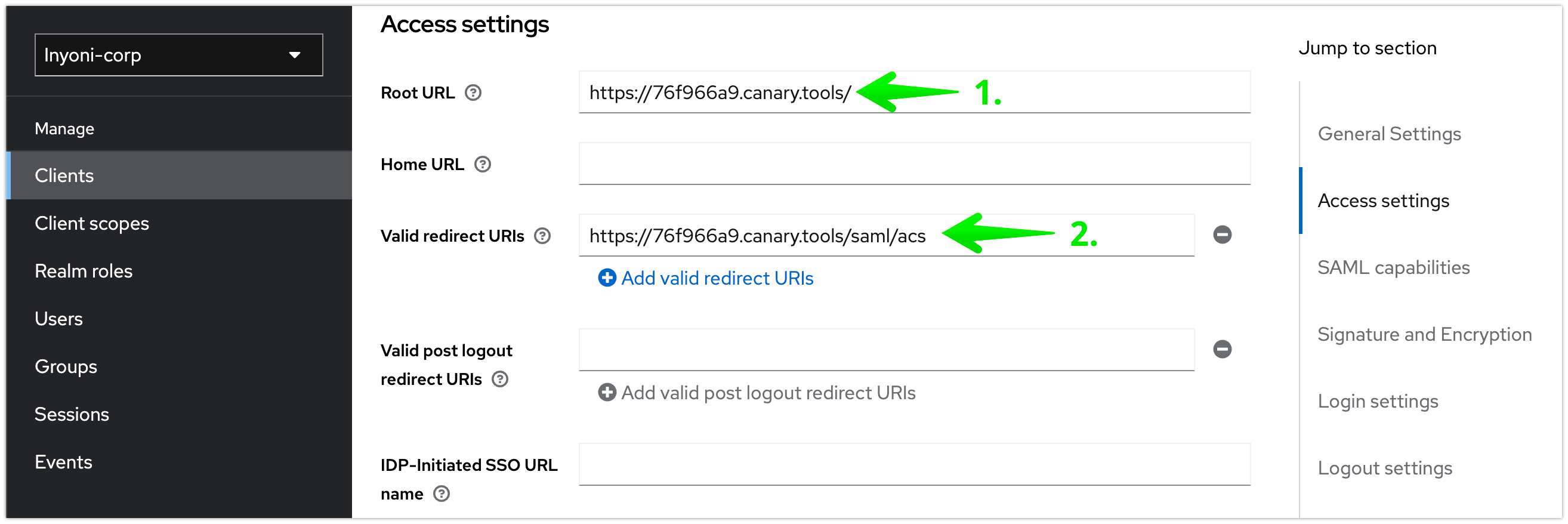 Configuring SAML Keycloak Thinkst Canary