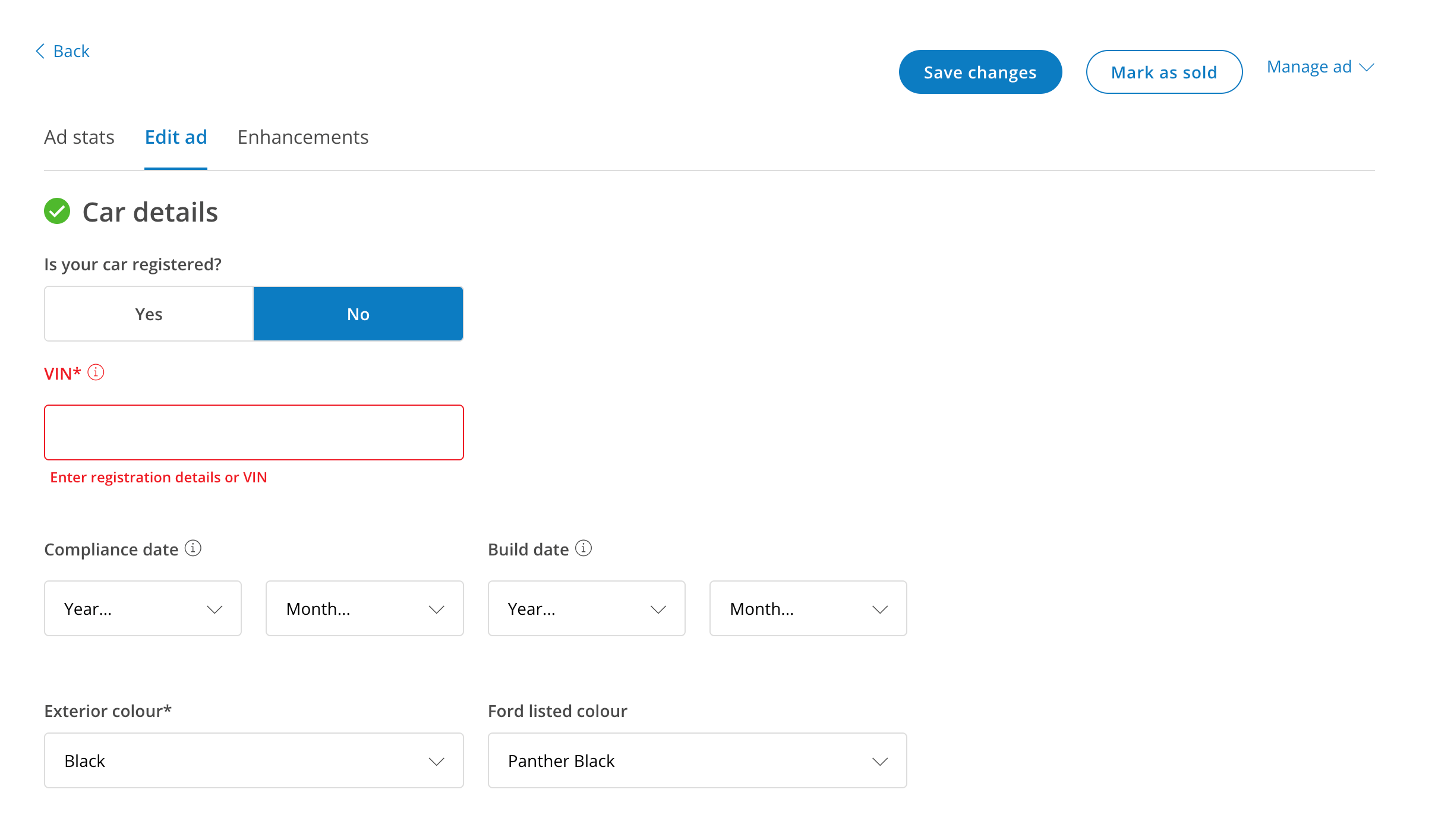 How do I add my VIN to my ad? Help Centre