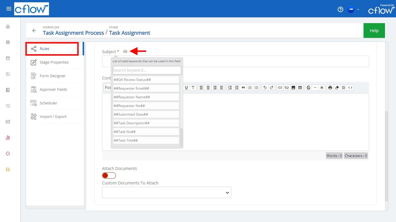 Mail Subject Keywords Cflowapps