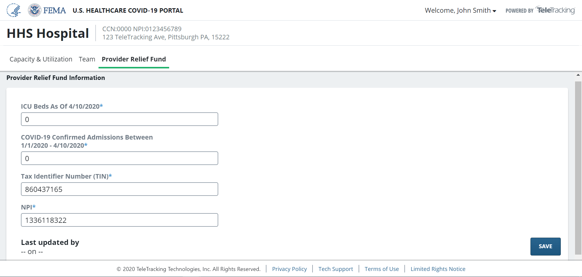 Enter Provider Relief Information
