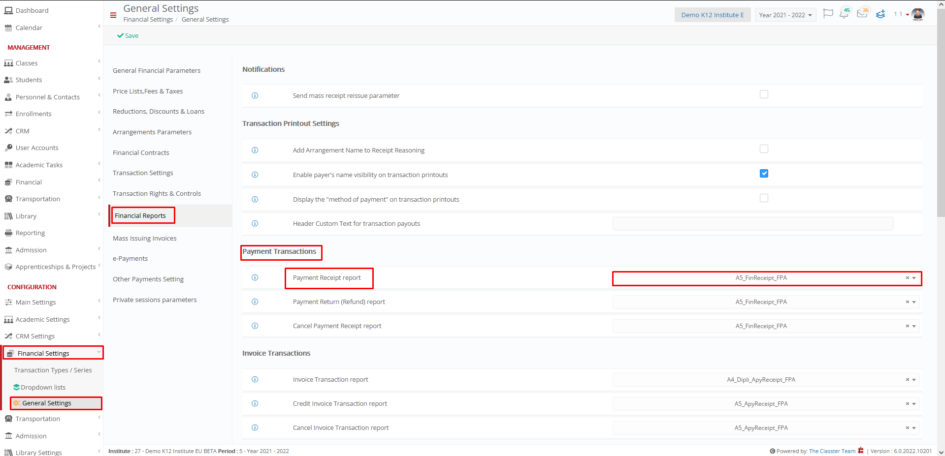 Payment Receipt report Classter Knowledge Base
