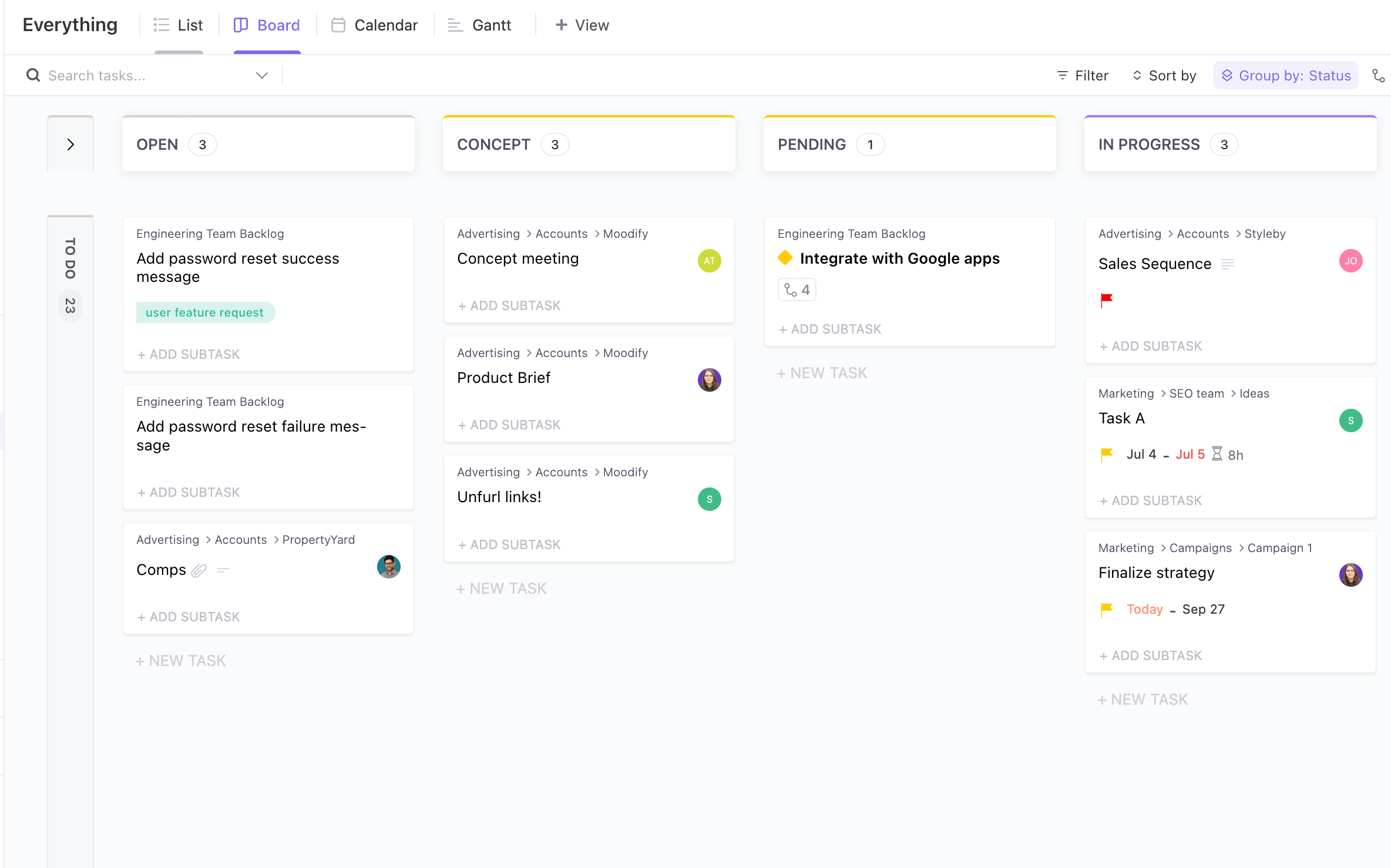 Add a Board view ClickUp Help