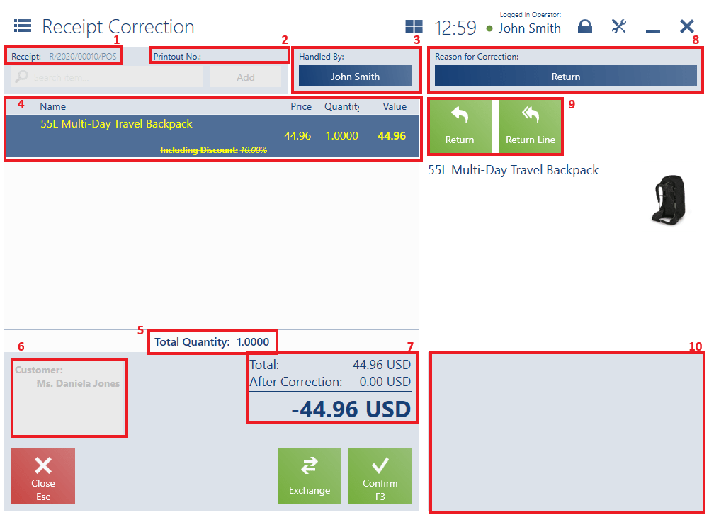 Quantity correction (Enterprise, Standard) Comarch POS 2021.5