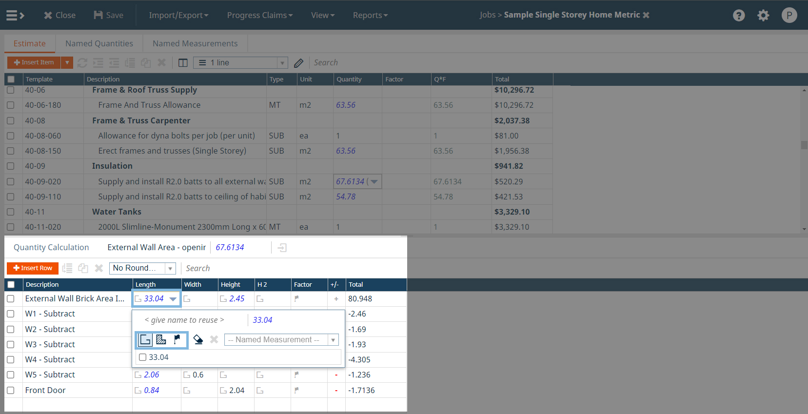 Quantity Calculation CostMiner User Guide