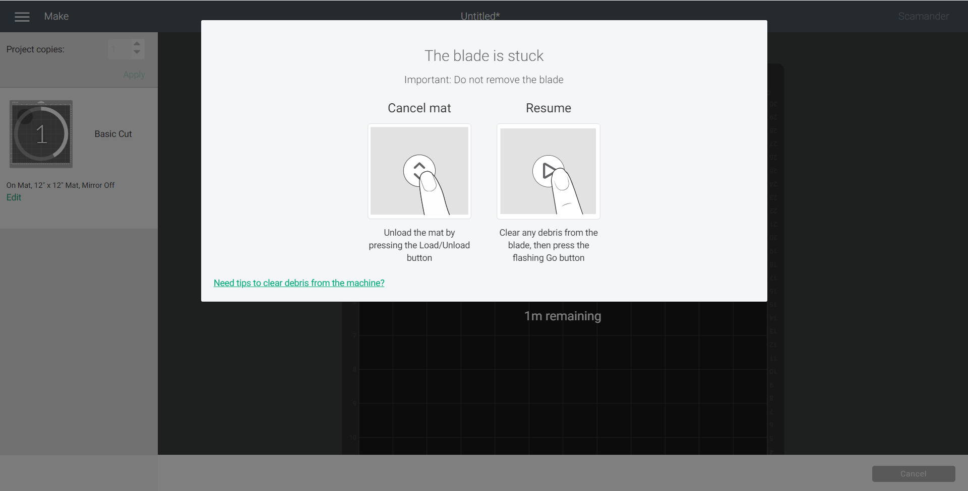 Cricut Maker Reprendre un projet Centre d'aide