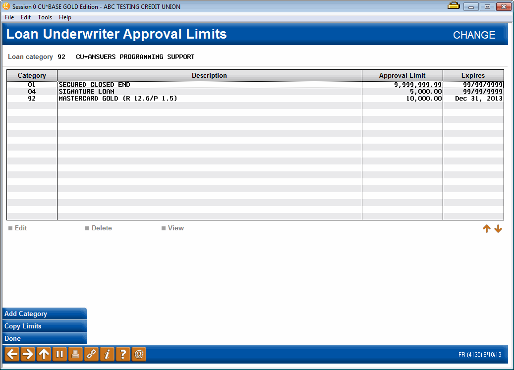 Loan Underwriter Approval Limits