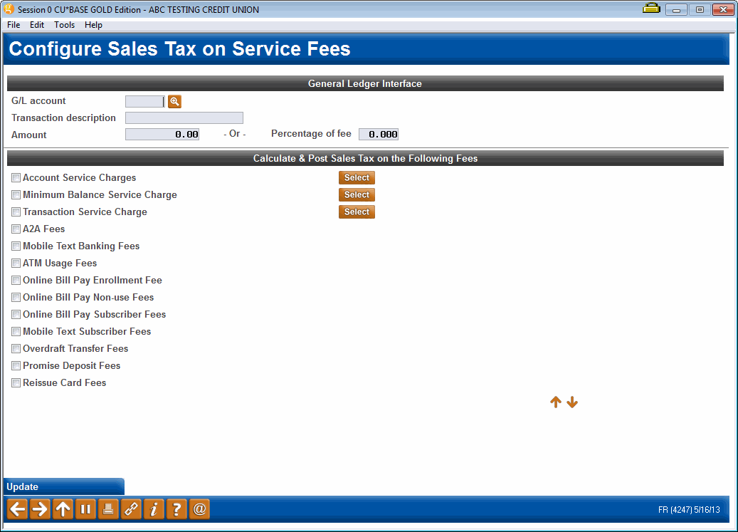 Configure Sales Tax on Service Fees
