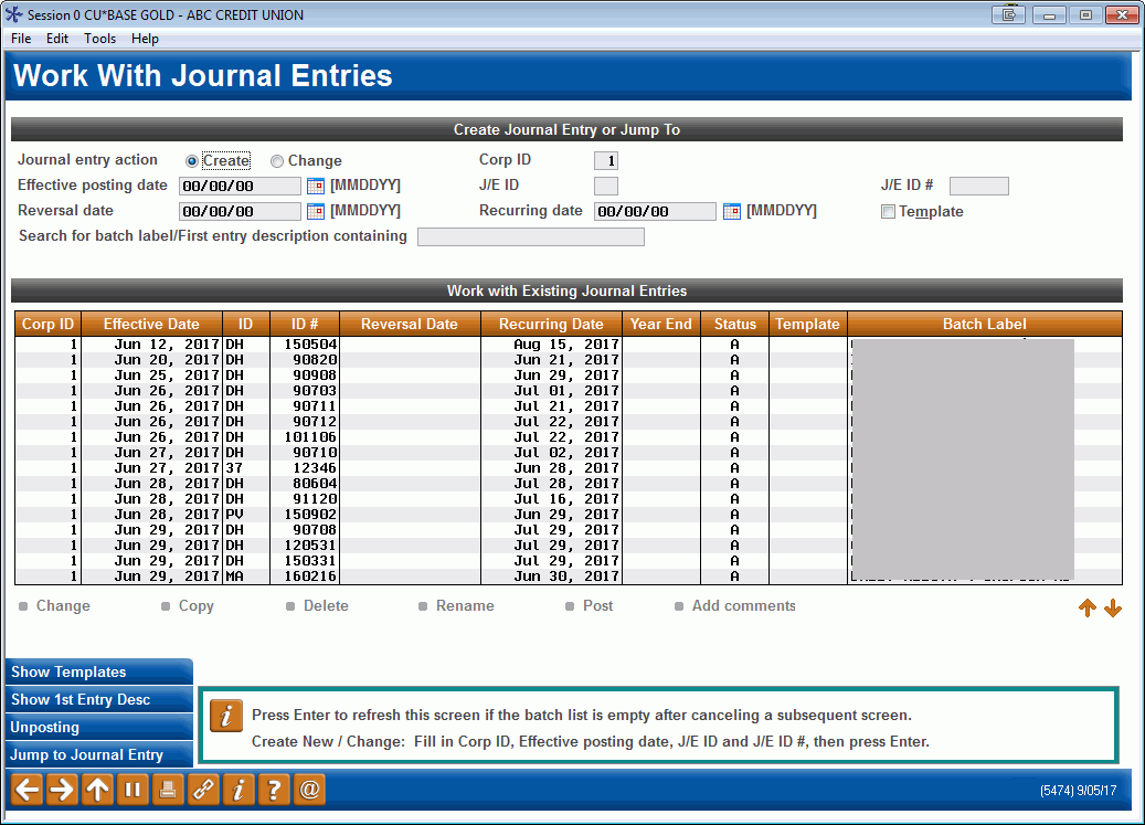 Creating and Posting Journal Entries