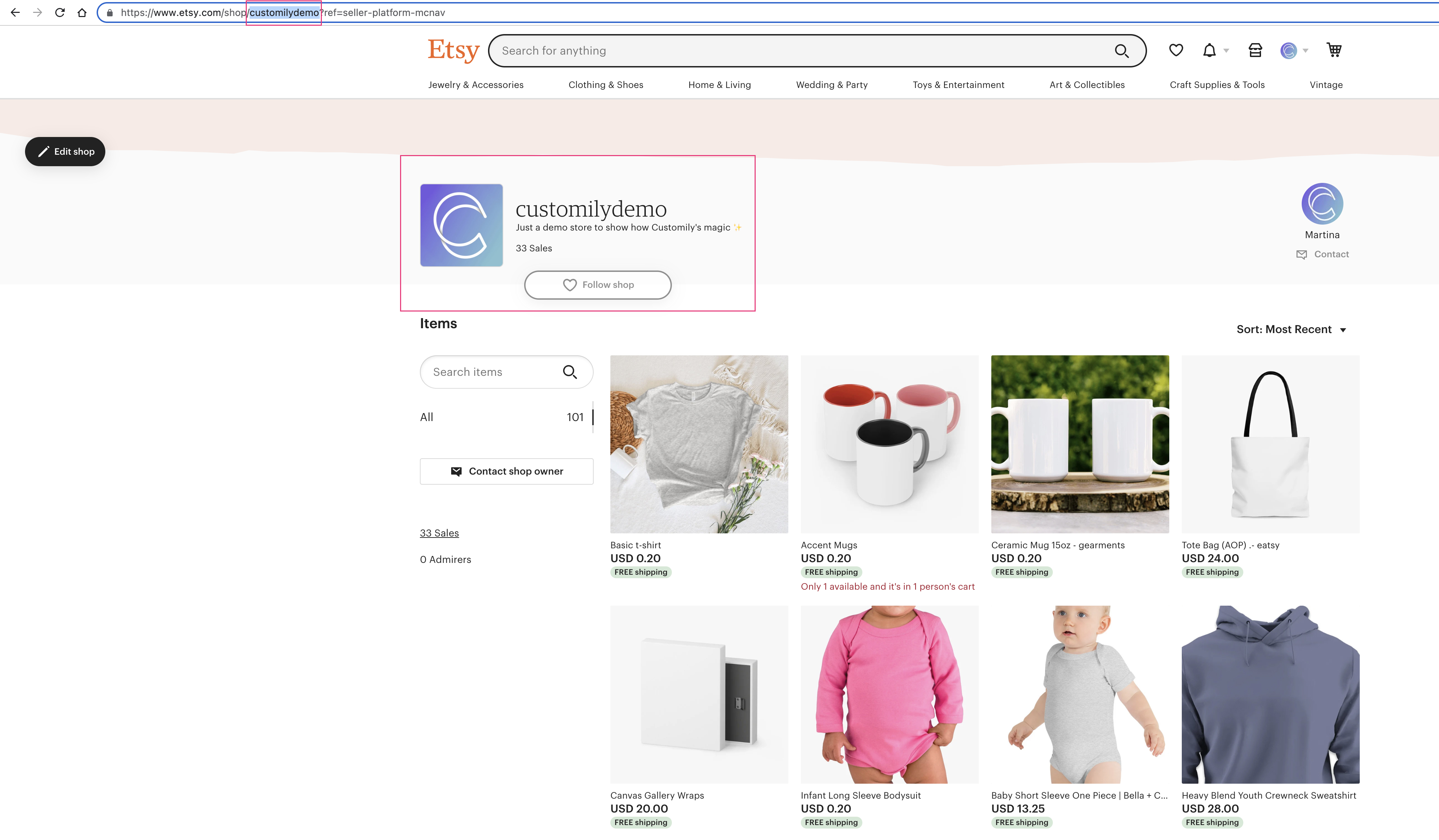 How to know your Etsy Shop name Customily